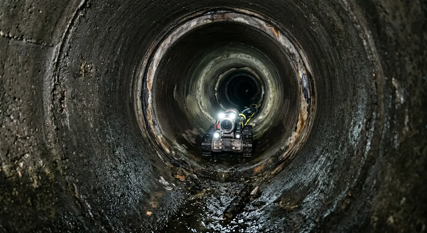 Robotic sewer camera inspecting pipe interior for Drain Snake Service in Finneytown